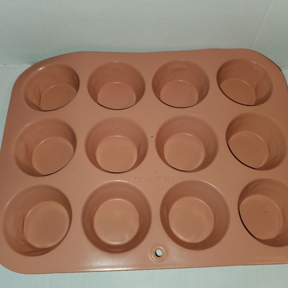 Vintage Chilton 12 Part Muffin Cupcake Pan #24 Orange Top Metal Pan Some Flaws - Picture 3 of 7